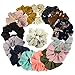 Ondder 15 Pack Women's Large Chiffon Flower Hair Scrunchies Hair Bow Chiffon Ponytail Holder, Including 8 Colors Chiffon Flower Hair Scrunchies and 7 Solid Colors Chiffon (15 Pack Chiffon Scrunchies)