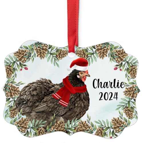 Black Cochin Frizzle Chicken Christmas Ornament