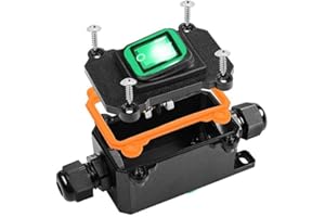 VONVOFF Waterproof Inline Cord Switch,DPST AC 20A-125V,16A-250V On Off Toggle Switch with Green Light Rocker Button Switch,Outdoor Start Stop Switch,Two Side Entry and Exit Line.Green