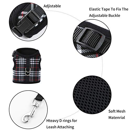 WZPB Cat Harness and Leash Set- Adjustable Soft Mesh Cat Harness for Walking Escape Proof (M, Black) - Thumbnail 2