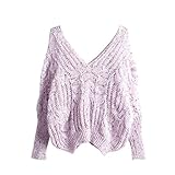 LATUD Women's Long Sleeves Sexy V Neck Twisted Dolman Sweater Pullover