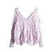 LATUD Women's Long Sleeves Sexy V Neck Twisted Dolman Sweater Pullover