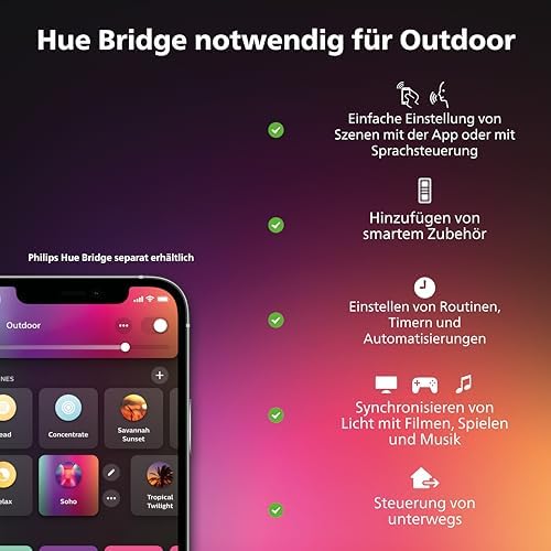 White & Color Ambiance Outdoor Lightstrip (5 m), dimmbarer LED Streifen für das Hue Lichtsystem mit 16 Mio. Farben, smarte Lichtsteuerung über Sprache oder App
