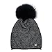 Womens Beanie Hats for Winter Wool Warm Cap Real Fur Pom Pom Knit Beanie Caps
