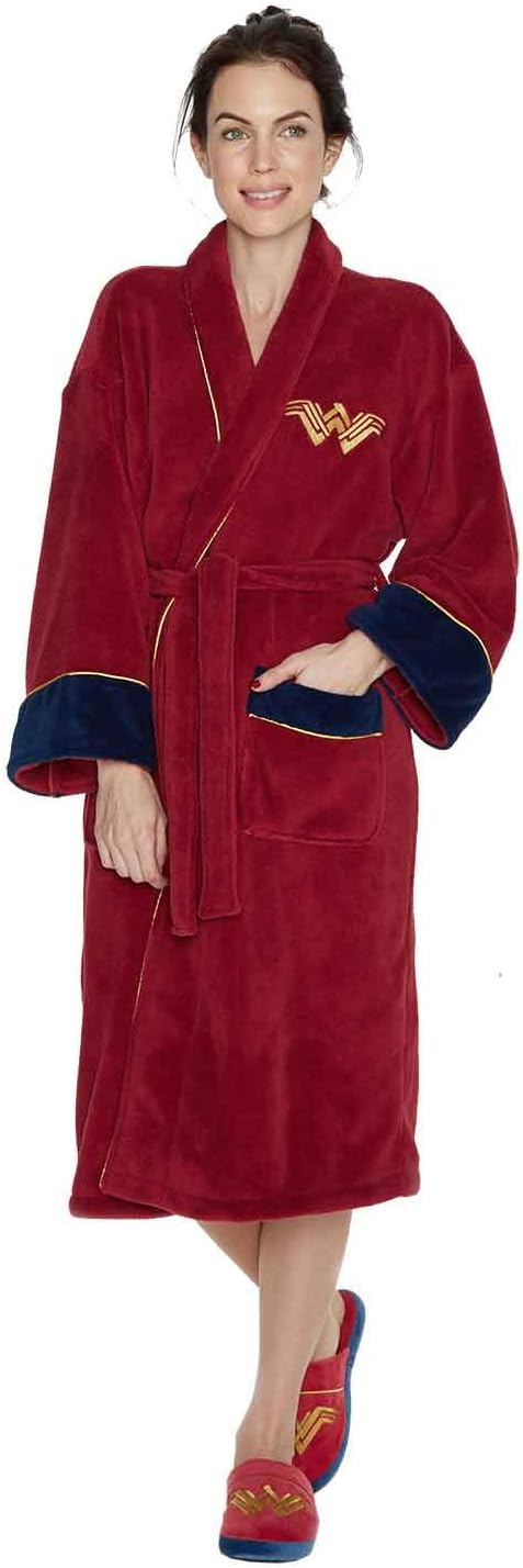 DC Comics Wonder Woman Adult Fleece Bathrobe, Red