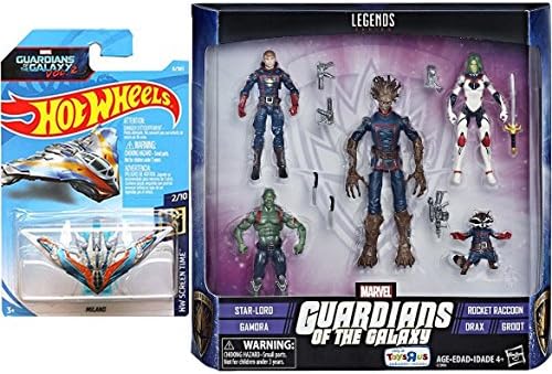 Guardians of the Galaxy Figures Legends Series 3.75 inch Action Exclusive &amp; Hot Wheels Cars Vol. 2 Collectibles Milano Starship Star-Lord, Drax, Gamora, Rocket Raccoon, and Groot Figures