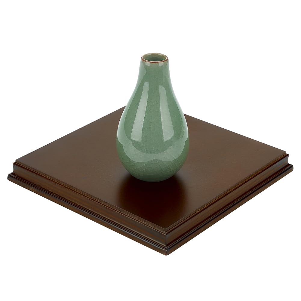 FINGERINSPIRE Coconut Brown Square Wood Stand Base 17.25x17.25x1.8cm Wood Base with Ogee Edge MDF Wood Display Base for Gemstone and Jewellery Decor Vase Sculpture Collectibles Display