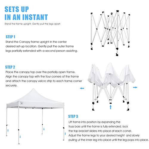 10x10 Pop Up Outdoor Canopy Tent by Allinboost, Banch Canopy Sun Shelter, Commercial Instant Grill Gazebo with Wheeled Carry Bag for Food Vendors, Farmers Market and Backyard Events