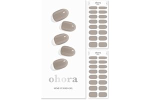 ohora Semi Cured Gel Nail Strips (N Bare Gray) - Works with Any UV/LED Lamps, Salon-Quality, Long Lasting, Easy to Apply & Remove - Includes 2 Prep Pads, Nail File & Wooden Stick