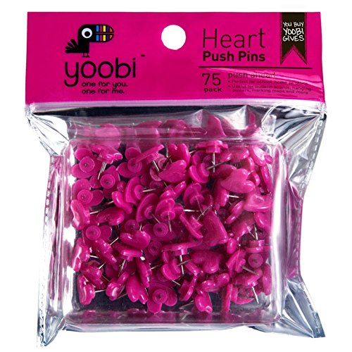 Yoobi Heart Push Pins - Pink75 Pack