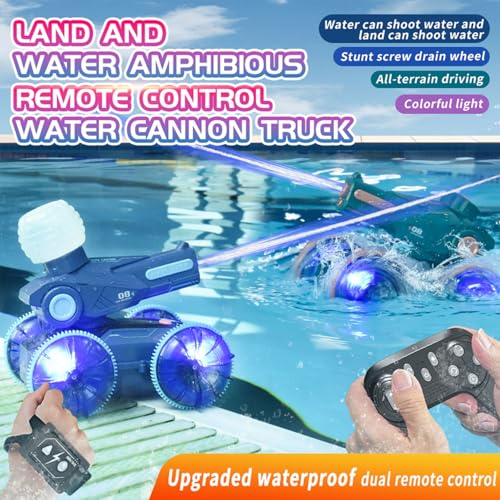 Beauenty Amphibious Remote Control Car Boat, RC Stunt Car with Gesture Sensing, Lights, 4WD, 360° Rotation,Summer Pool Toys - for Kids 6+, Beach and Pool Fun, Idea for Boys and Girls