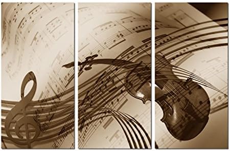 Contemporary Art Giclee Canvas Prints Abstract Music Notes Violin Picture Wall Art Set for Home Decor 3 Panels Painting Wall Decorations For Living Room Bedroom Office Ready to Hang 12x24inchx3pcs