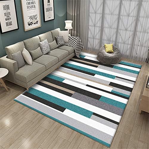xiaodanhan Rug Luxurious Touch Creative Blue Black Vertical Stripes Super Soft Shaggy Area Yoga Mat Modern Living Room Bedroom Carpet 200X220Cm