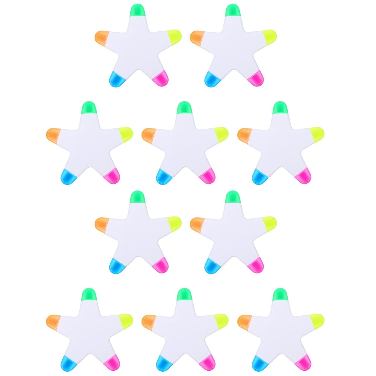 Cabilock 10Pcs Star Shape Highlighter Pens Fluorescent Marker Set Smooth Writing for Study Office and Art Projects