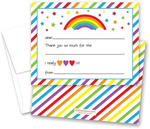MyExpression 20 cnt Rainbow Fill in Thank You Cards and Envelopes