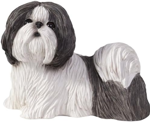 Sandicast Silver and White Shih Tzu Sculpture, Standing, Small Size