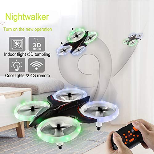Maonet Black JJRC XXD158 Cool Light 6-Axis Gyroscope Headless Mode Plastic Mini RC Quadcopter RTF (Black, 15155.2cm)