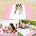 OCOOPA Oversized Beach Blanket Sandfree 7X 9ft, Soft Pocket Picnic Blanket, Waterproof Outdoor Family Beach Mat for Camping, Hiking, Music Festival, Machine Washable (White Pink)