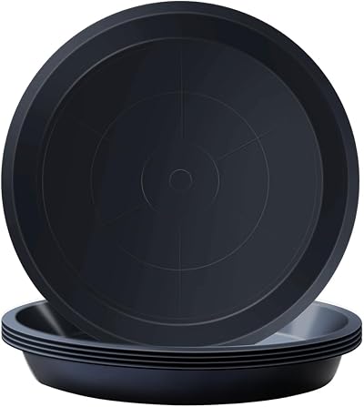 Kunjocy 5 Pack Black Plant Pot Saucers 11 cm Round Trays Up to 8 cm Pots