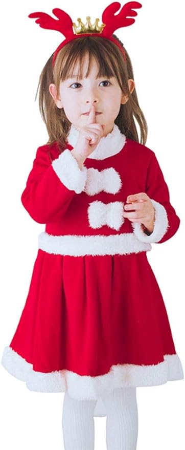Amazon Co Jp Xiebaijiu サンタ コスプレ衣装 サンタ 衣装 子供 サンタ コスチューム キッズ 子供服 サンタクロース 帽子付き 女の子ロンパース ワンピース ポンチョ クリスマス 衣装 ワンピース ヘアアクセ 帽子 110 ベビー マタニティ