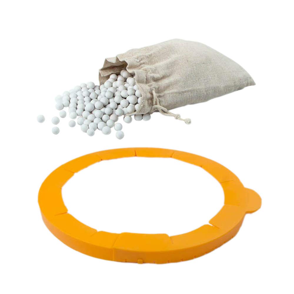 Kamehame Pie Weights Ceramic 1.2LB, Silicone Pie Crust Protector Shield Adjustable Fits 9 Inch - 11 Inch Pie Pan, Set of 2 for Tart, Pizza, Pie Pastry Baking Value Pack