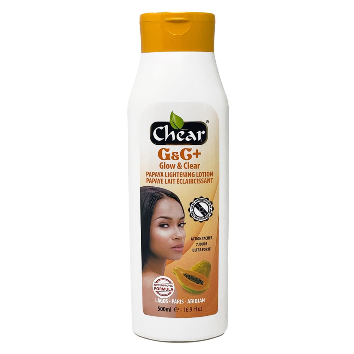 Chear G&C Papaya Skin Brightening Lotion 500ml – Body Lotion with Kojic Acid, Vitamin C & E – Hydrating Moisturiser for Even Skin Tone & Radiant Glow