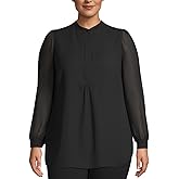 Anne Klein Womens Plus Long Sleeve Tunic Blouse