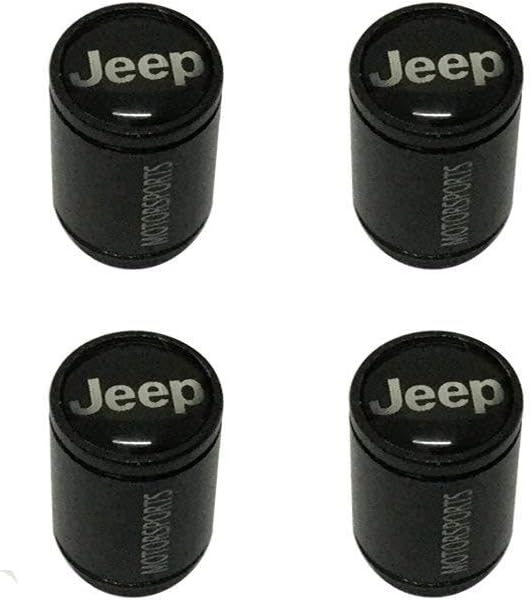 4pcs Long Black Valve Cap Stem Cover Black Logo for Car Tire External Accessories Compatible with Jeep Car Model Tire Valve Cap Decoration