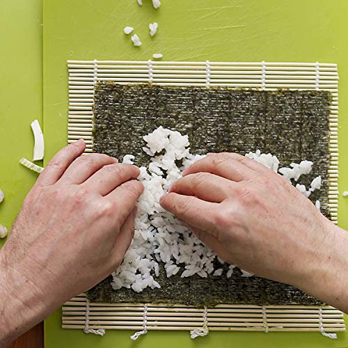Sushi Making Kit - Natural Sushi DIY Rolling Kit Includes 2 Bamboo Rolling Mats, 1Rice Paddles, 1 Rice Spreader, 5 Pairs Chopsticks, 1 Avocade slicer, 1 Chopsticks Bag with Exquisite Packaging