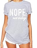 Earnest Women's Letter Print Cotton Short Sleeve Top Shirts Gery L