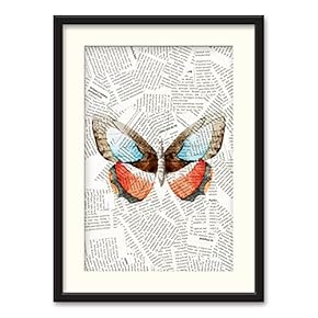 Black Paper Framed Canvas Wall Art for Living Room, Bedroom Animals or Plants Pop Up Vintage Newspaper Backgroud Canvas Prints for Home Decoration Ready to Hanging - 23x31 inches