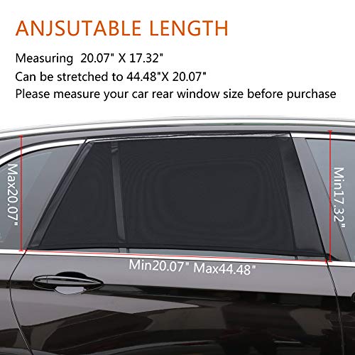 Delicacy Car Rear Side Window Sun Shade, Maximum Protect Your Baby and Kids from The Sun,UV Rays,Universal Car Mosquito Net Car Curtains Fits Most Models,Might not fit SUV's(2 Pack) - Thumbnail 5