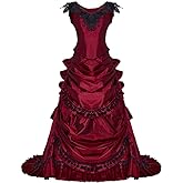 Women's Gothic Victorian Bustle Wedding Gown Renaissance Vintage Evening Long Dress Steampunk Ball Gowns