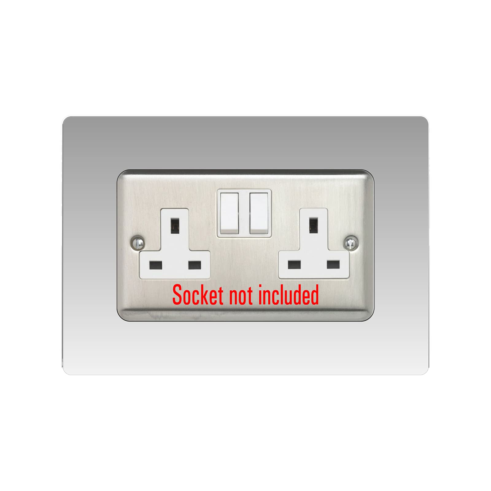 Double Socket Surround, Square Acrylic Back Panel Finger Plate, Decorative Frame for Neat and Tidy Finish, Font Colour:Clear