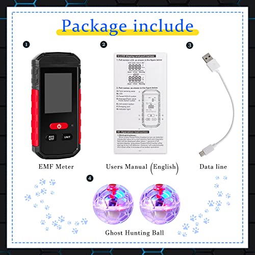 Ghost Hunting Equipment Kit, Emf Meter with 2 Motion Light up Cat Balls