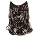 [Promip Hair Extensions Natural HiddT896irpieces Adjustable Blackarent Wire dark