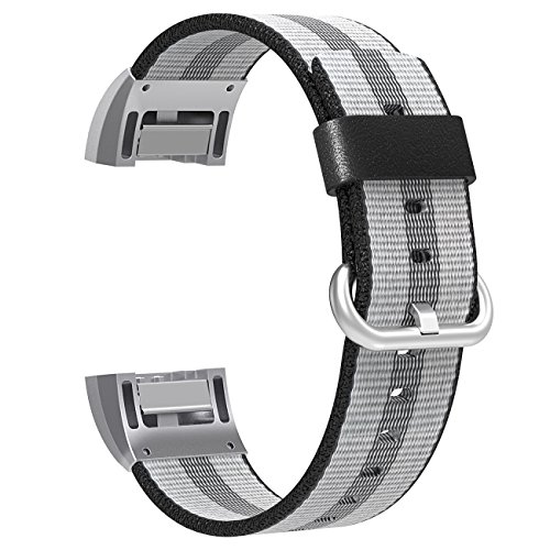 Fitbit Charge 2 Bands, SnowCinda Premium Woven Nylon Adjustable Replacement Strap with Metal Connector for Fitbit Charge 2 Women Men