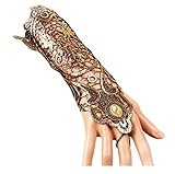 Charm.L Grace Gothic Black Lace Bracelet Steampunk Slave Wristband Ring Sexy Halloween Wedding Accessories