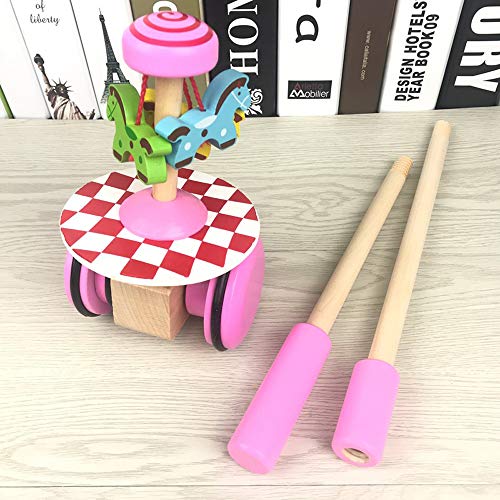 O-Toys Baby Walker Wooden Push and Pull Walking Toy Push Along Horse with Wheel for Boys Girls Infant Kids 18 Months and Up