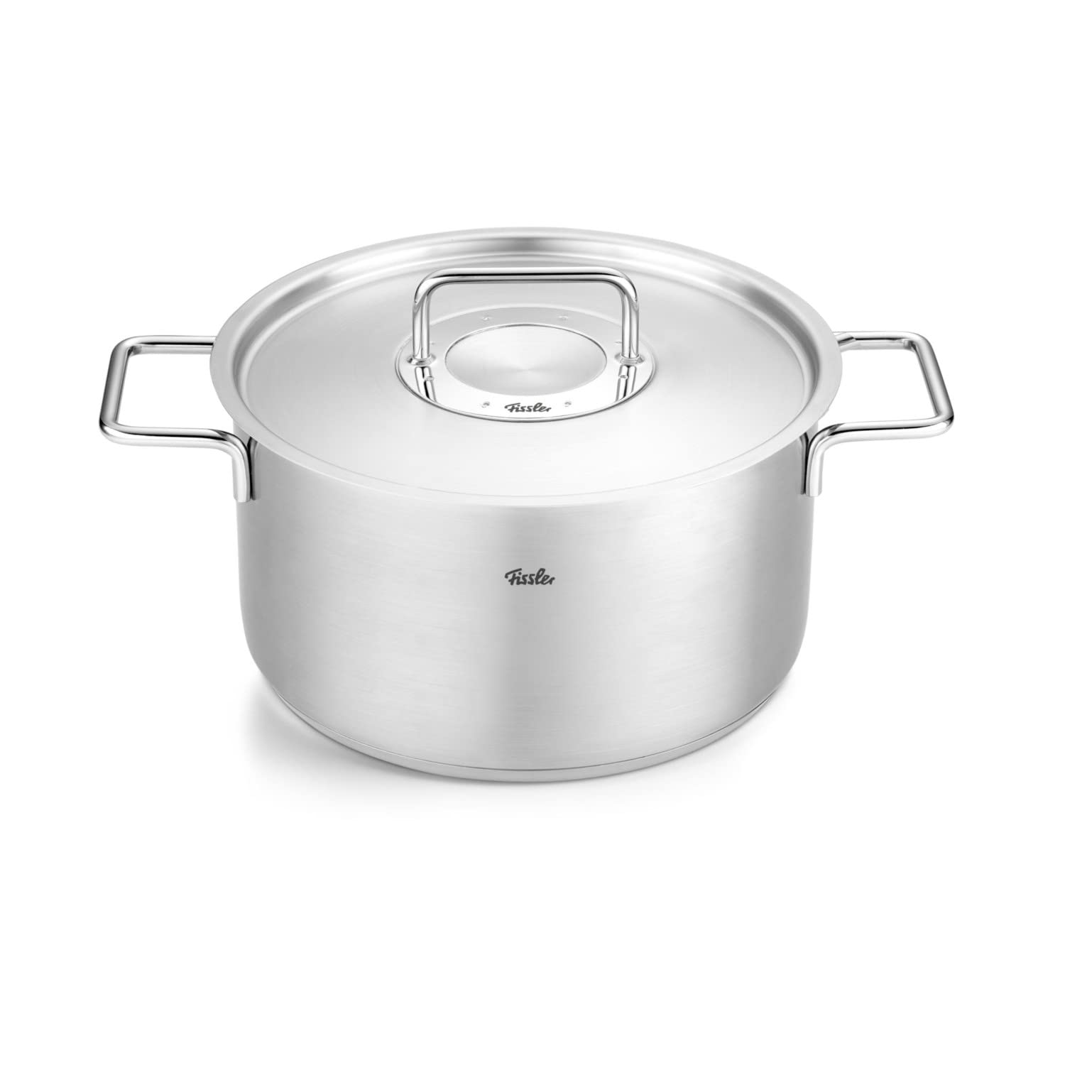 Fissler Pure Collection/Edelstahl-Kochtopf (Ø 24 cm, 5,7L) Töpfe inkl. Metall-Deckel, Innen-Skalierung – Induktion