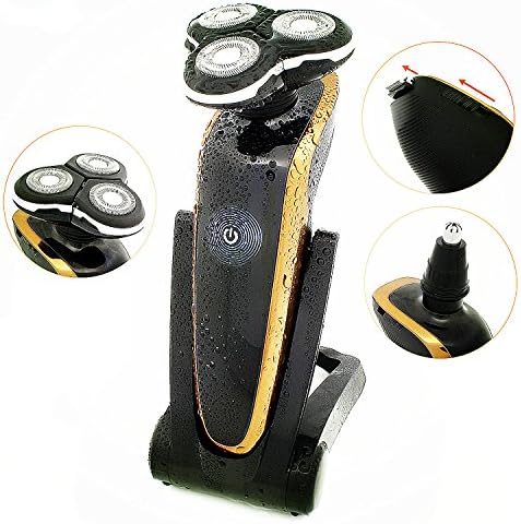 Electric Razor,Anviker 4D Rotary Floating Replacement Heads Washable Rechargeable Shaver Wet and Dry 3 in 1 With Nose Trimmer and Sidebums Razor (Rotary Shaver)