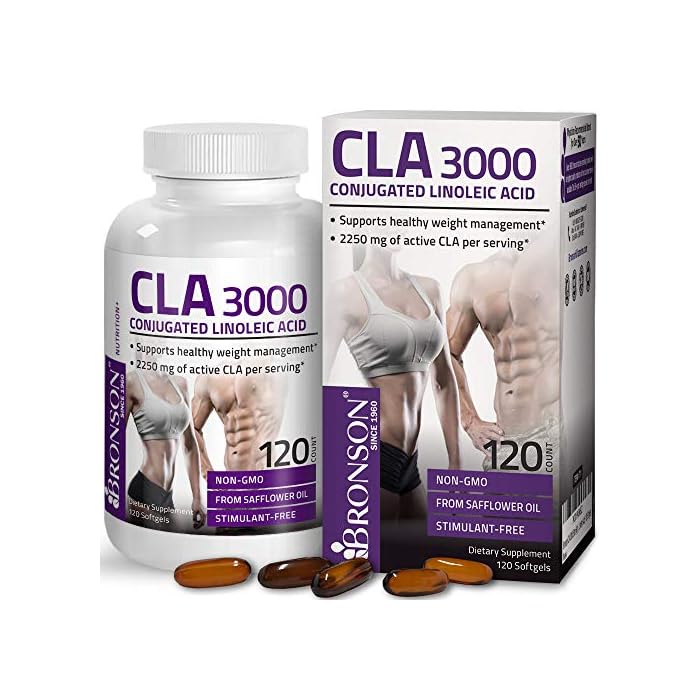 Bronson CLA 3000 Extra High Potency Supports Healthy Weight Management Lean Muscle Mass Non-Stimulating Conjugated…