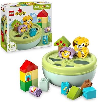 Duplo Shape Sorter: Puppy House - Educational Sorting Toy for Toddlers, with Colourful Bricks in Various Shapes - Fine Motor Skill Development Set for 18 Month Old Girls & Boys - 10441