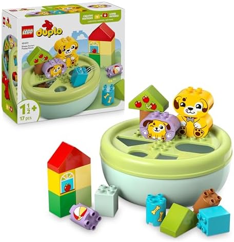 Duplo Shape Sorter: Puppy House - Educational Sorting Toy for Toddlers, with Colourful Bricks in Various Shapes - Fine Motor Skill Development Set for 18 Month Old Girls & Boys - 10441