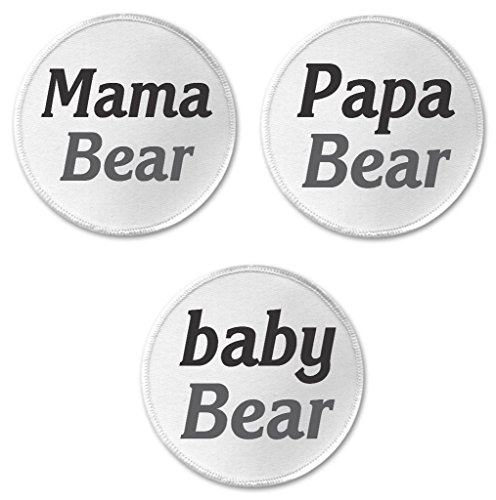 Set 3 Mama / Papa / baby Bear 3" Sew On Patches (Mom Dad Child)