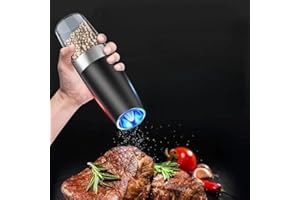 Electric Salt and Pepper Grinder Set, Salt or Pepper Grinder Adjustable Coarseness One-hand Automatic Operation Stainless Ste