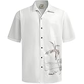 Hardaddy Men's Hawaiian Shirt Short Sleeves Coconut Printed Button Down Summer Beach Casual Shirts