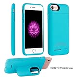 Battery Case for iPhone 8/7 / 6s /6 - i.Valux Slim Protective Rechargeable Extended External Charger Case 3000mAh Power Bank Backup Battery Charging Case Shockproof Bumper with Magnetic Stand (Blue)
