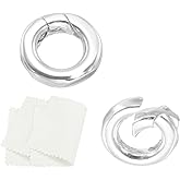 PATIKIL 8mm 925 Sterling Silver Spring Gate Rings, 2Pcs Round Spring Clasps Necklace Enhancer Shortener Closures Connector for Jewelry Making Necklaces DIY, Silver Tone