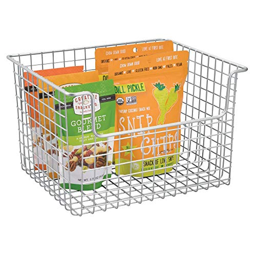 mDesign Metal Kitchen Pantry Food Storage Organizer Basket Farmhouse